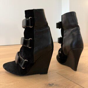 Isabel Marant Pony Hair Wedge Scarlet Ankle Boot